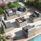 UDPATIO Lounge Gartenmöbel Set für 6 Personen, Essgruppe mit Sofa, Sessel, Tisch & Kissen, Sitzgruppe wetterfest für Garten, Terrasse und Balkon (Grau, Set 7-Teilige)