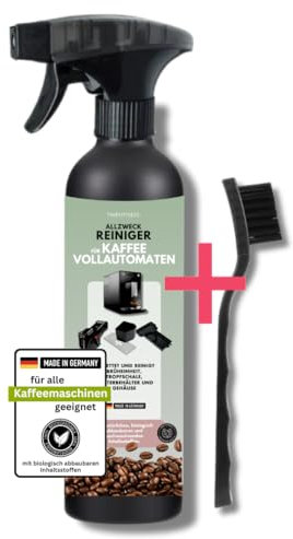 Allzweckreiniger für Kaffeevollautomaten und Kaffeemaschinen, flüssig | gegen Ablagerungen | reinigt und entfettet Gehäuse, Brüheinheit, Tresterbehälter und Tropfschale | 500ml inkl. kleiner Bürste