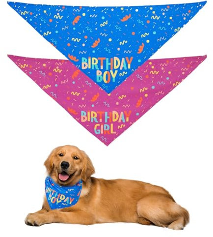 2 Stück Haustier-Dreieckstuch, Zum Geburtstag Bedrucktes Dreieckstuch, Hundespeicheltuch, Hunde-Dreieckstuch, Haustier-Geburtstagsdekoration