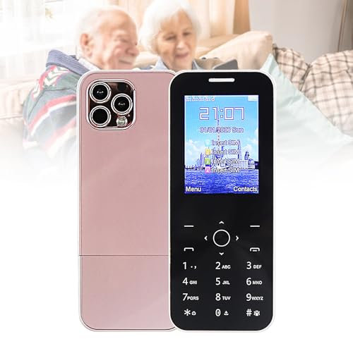 Basic Mobile Phones for The Elderly and Kids, Unlocked Dumb Phones, Cell Phones Without Internet - with Big Buttons, MP3, MP4, Camera, Flashlight, SOS,Pink