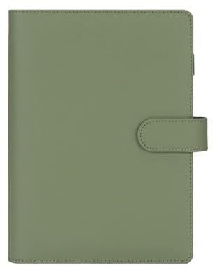 Ordne A5 Ringbuch 6 Lock PU-Leder Abdeckung, Nachfüllbar Budget Ordner A5 Für Reisearbeit und Organizer (Olivgrün)