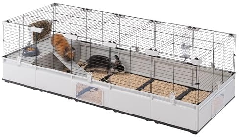 Ferplast Kaninchenkäfig, Hasenkäfig, Meerschweinchenkäfig, MODULAR 4, Modularer, erweiterbare, käfig groß, mit Zubehör, Viel Platz, 179 x 72 x h 56 cm