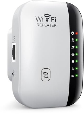 Irishom Repetidor WiFi de 300 m, Amplificador de señal inalámbrico, 7 Luces indicadoras, Extensor de Rango WiFi con Puerto Ethernet, configuración Sencilla, relé/Ap