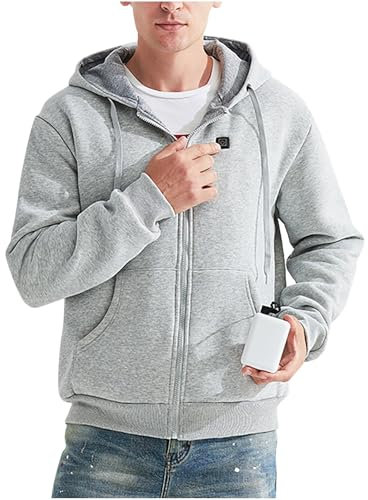 Beheizbare Sweatshirt für Herren Damen 2024 Neues Beheizbare Kapuzenjacke 6 Heizzonen 3 Temperaturstufen USB Elektrische Thermo Kapuzenjacke Lässiges Sweatshirt Verdicktes Warmes Outdoor Sweatshirt