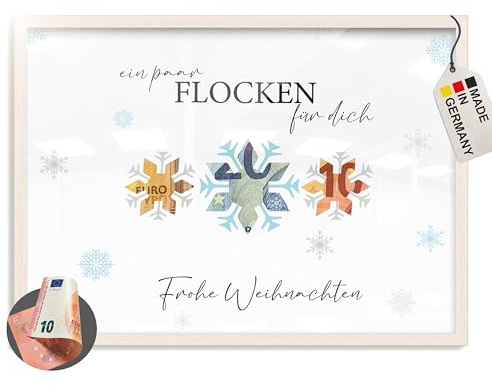 myDreamwork - Geldgeschenk Weihnachten - Verpackung - Geldgeschenke im Rahmen (Flocken, weiß)