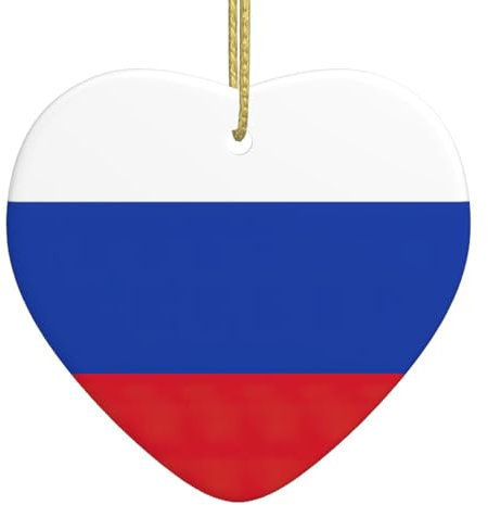 Russische Flagge Druck Ornamente Anhänger Dekor Weihnachtsdekoration Herzförmige Keramik Weihnachtsschmuck