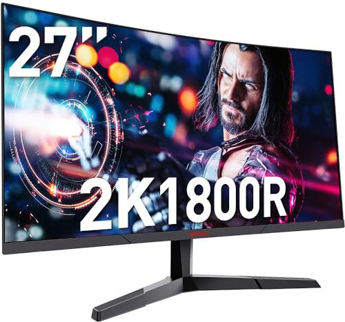 KOORUI 27 Pollici Gaming Monitor, schermo PC Fast IPS QHD 200Hz, Adaptive Sync 1ms, HDR400, HDMI 2.0 e DP 1.4, VESA 75x75 mm, altezza regolabile