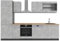 Vicco Küchenzeile R-Line, Küchenblock, Beton/Anthrazit, 300 cm ohne Arbeitsplatte