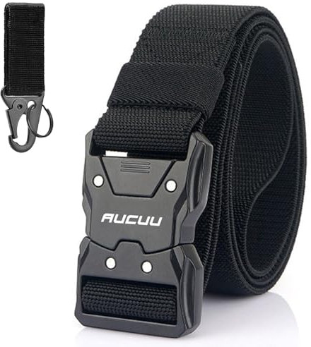 Aucuu Schnellverschluss Taktischer Gürtel, Arbeitsgürtel Herren mit Schnellspanner Metallschnalle, Militär Wandern Arbeitgürtel, Gürtel Nylon Canvas Belt, Herren Belt für Outdoor, Arbeit, Militär