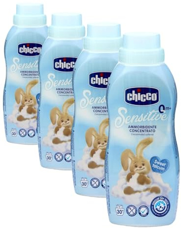 Chicco Sensitive Cuore di Talco Ammorbidente Concentrato, Intensa Freschezza e Morbidezza, 0+ Mesi - 750 ml (Confezione da 4)