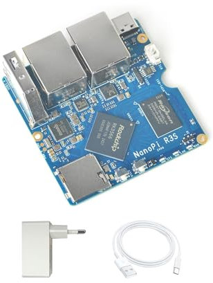 NanoPi R3S Mini Router OpenWRT, 2 GB LPDDR4X RAM, con Ethernet Dual Gbps per Smart Home Office Gateway IoT NAS Applications, Support Debian Ubuntu OS (R3S Board SBC2, 1GB RAM 32GB eMMC)