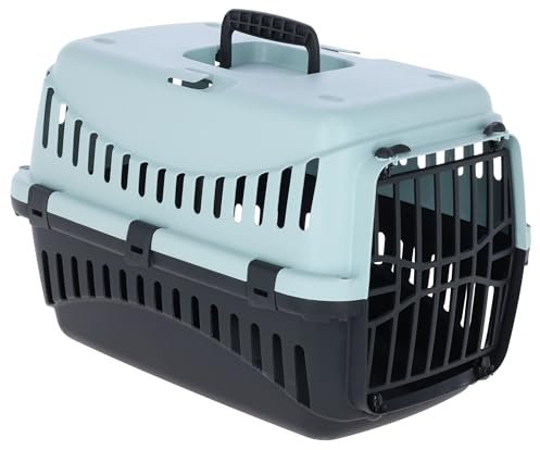 Kerbl Pet Transportbox Expedion, Transportmöglichkeit für Katzen/Hunde/Kleintiere, Kunststoff, Blau|Schwarz, 45x30x30 cm