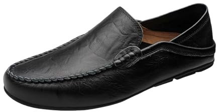 Mocasines Hombres Suela Suave Zapatos de Negocios - Slip On Oxfords Sin Cordones Zapatos de Conducción Zapatos de Cuero - Ligero Tamaño Grande Mocasines Cómodos Zapatos de boda, Negro , 43 EU