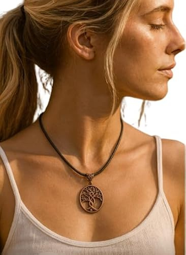 ◦•●◉ஐ WUNDERBARES KUPFER LEBENSBAUM BAUM LEDER HALSBAND ஐ◉●•◦ Lederkette in braun - unisex