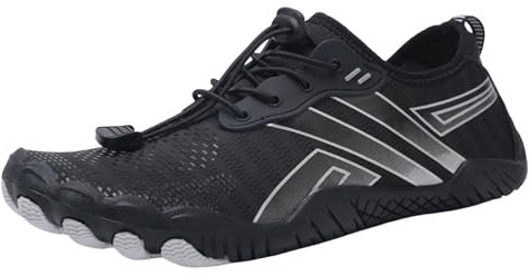 BarfußSchuhe Sandalen Damen Herren, Strand, sportliche Barfußschuhe, Outdoor-Sportschuhe zum Wandern, Schwimmen, Strand, Fluss, Pool, See, Kajakfahren, Yoga Boxing Shoes (Dark Gray, 35)
