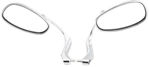 Motocicleta Espejos Laterales Espejo retrovisor Lateral Ovalado con Extremo de Manillar Retro Cromado para Motocicleta, Marca E9, para Aprilia para Mondial HPS 125 300 Laterales Espejos Moto(Chrome)