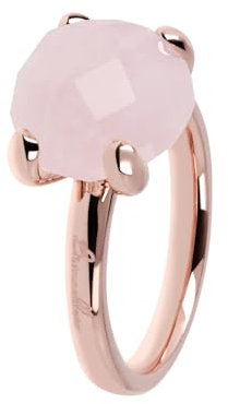 Bronzallure Damenring 18k Gold - Cocktail Ring mit Rosenquarz - Damenschmuck - Geschenke zum Jahrestag für Sie - Geschenkidee Jahrestag Hochzeit Freundin Verlobung Muttertag