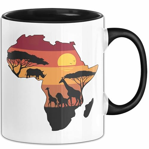Afrika Karte Nashorn Tasse Geschenk Lustige Geschenkidee Spruch (Schwarz)