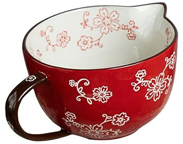 LABRIMP 1Pc Red Ceramic Food Mixing Bowl Versatile Kitchen Supply for Egg Beating Salad Serving Cooking Stylish Easy to Clean Kitchen Essential