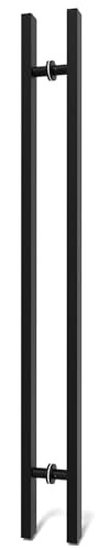 LVYIHAN Matte Black Square Barn Door Handles 30/60/90/120/150 Cm, Pull Push Long French Door Handle Double Sided, Large Front Exterior Shower Door Pull Handles