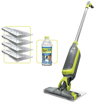 Shark VacMop Akku-Staubsauger und Wischer mit Sprühfunktion für Hartböden | 2-in-1 Sprühwischer und Sauger mit Einwegpads, mit Starterset inkl. 4 Pads & 1x 340ml Reinigungsmittel, VM200EU