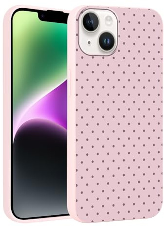 Foonary Polka Dot Phone Case for iPhone 14 Plus Cute Fashion Pattern Case 6.7, Aesthetic Trendy Stylish Design Women Girly Cover Camera Protective Slim Silicone Shockproof TPU Funda, Pink