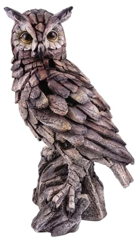 Kremers Schatzkiste Große Eule Dekofigur Massive Eulenstatue auf Felsen sitzend - Naturgetreue Wohn- & Gartendeko aus Polyresin, handbemalt - 34×21×16 cm, 1,5 kg