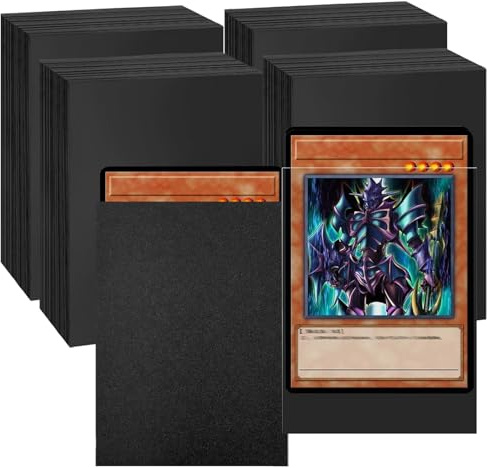 SPOKKI 400 Pcs Black Card Sleeves 66 X 91mm, Clear Frosted Penny Sleeves, Perfect Fit Inner Sleeves, Trading Card Sleeves Protector for Pokemon MTG TCG Yugioh Gamegenic Sports Game