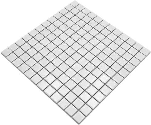 Mosaik Fliese Keramik weiß matt für BODEN WAND BAD WC DUSCHE KÜCHE FLIESENSPIEGEL THEKENVERKLEIDUNG BADEWANNENVERKLEIDUNG Mosaikmatte Mosaikplatte