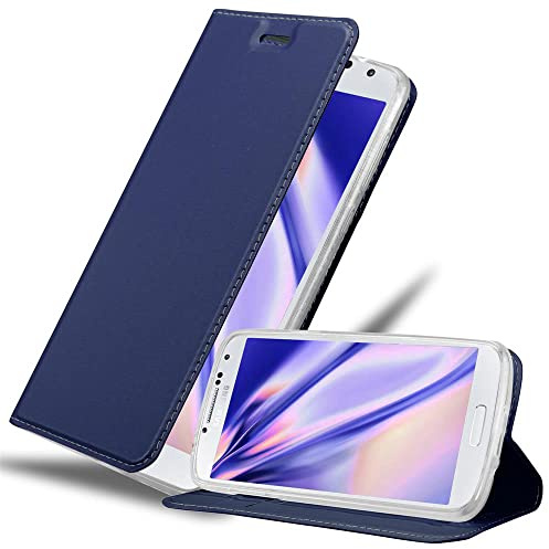 Cadorabo Hülle kompatibel mit Samsung Galaxy S4 aus Premium Kunst Leder Flip Klappbare Stoßfeste Magnetische [Standfunktion] [Kartenfächern] Cover Hülle für Galaxy S4 Tasche in Blau