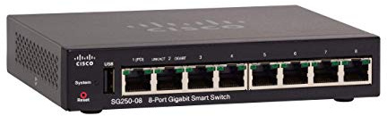 Smart switch Cisco SG250-08 con 8 porte Gigabit Ethernet (GbE) con 8 porte Gigabit Ethernet RJ45, protezione limitata a vita (SG250-08-K9-EU)