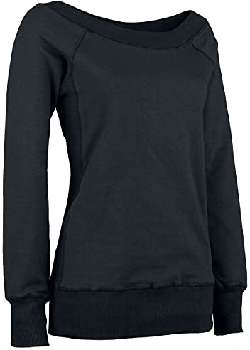 RED by EMP Damen bequemer schwarzer Sweater mit Rippbündchen