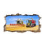 134 Wandtattoo Mähdrescher und Traktor - Loch in der Wand - Coole Kinderzimmer Sticker Aufkleber Wanddeko Wandbild Junge Trecker - Größe 1250 x 630 mm