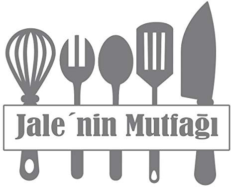 Küchen Sticker mit eigenem Namen Vinyl Aufkleber Sticker Wandtattoo Decor Decal Deko Küchenwand Dekoration (Grau, XS 20cm x 25cm)