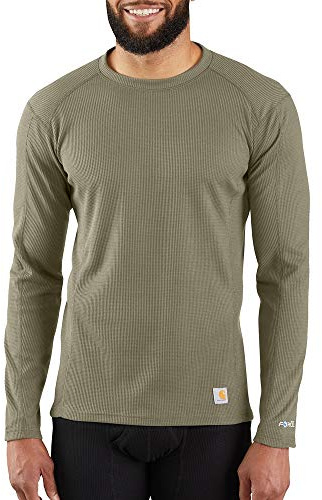 Carhartt Men's Carhartt Force Midweight Classic Thermal Base Layer Long Sleeve Shirt Top, Burnt Olive, Medium