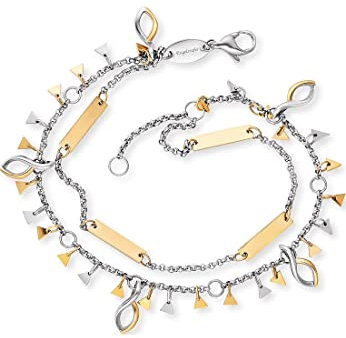 Engelsrufer Duo Damen Triangle Armband und Fußkettchen aus Sterling Silber bicolor - Charmelemente in silber und gold - Karabinerverschluss - nickelfrei