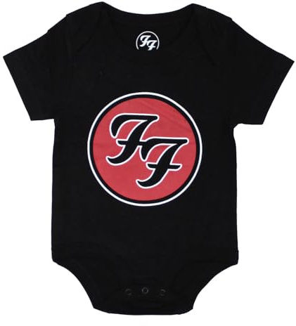 Foo Fighters Schlafstrampler FF Band Logo Nue offiziell Schwarz 0 to 24 Months