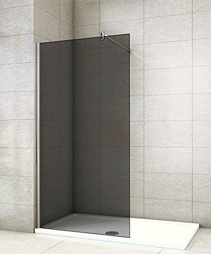Acezanble Duschabtrennung 120x200cm Walk in Dusche Duschwand mit 8mm Rauchglas