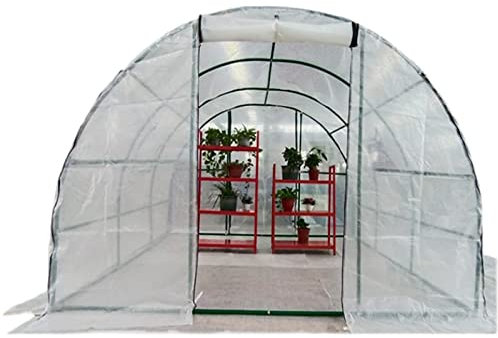 Gewächshaus Foliengewächshaus Tomatenhaus Groß Draussen Folientunnel Gewächshaus mit Heavy Duty Stahlrahmen, Garten Tomaten pflanzen Gewächshaus Heißes Haus, 2m/3m/4m/5m/6m lang Winter Gewächshaustunn