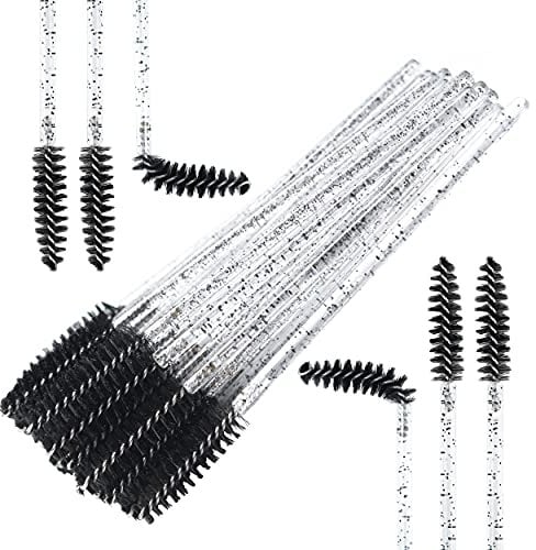 Eyelash Brush Pack of 100 - Bendable, Lightweight Disposable Mascara Wands - 10cm Long Eyelash Spoolies for Lash Extensions, Eyebrows Contouring and Makeup - Black