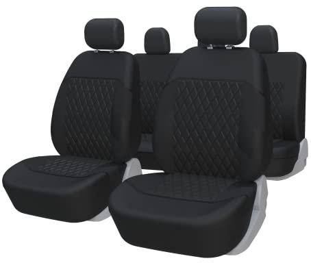 TOYOUN Autositzbezüge Universal Set Schwarz - Auto-Sitzbezüge Komplettset - Auto-Sitzschoner/Schonbezüge Universell passende Auto, 2 Vordersitzbezüge, 1 Rücksitzbezug