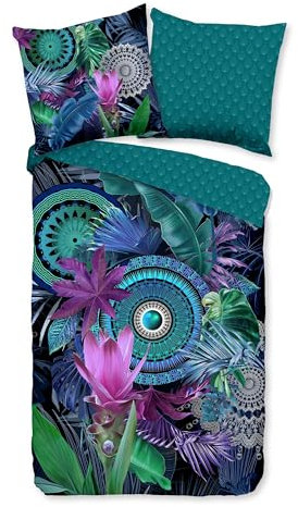 Traumschloss Satin Bettwäsche »Zehra«, Vogel, Mandalas, Ornamente, grün, 155x220 & 80x80, 100% Baumwolle, atmungsaktiv & weich, mit Reißverschluss bestehend aus Kissen und Bettbezug