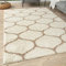 THE RUGS Shaggy Rug – Modern Moroccan Design Rugs for Living Room, Bedroom, Hallway, 3 cm Thick Area Rugs, (Trellis Ivory/Beige, 60x110cm)
