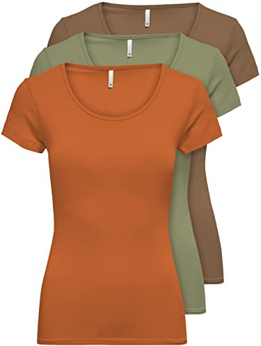 ONLY 3er Pack Damen T-Shirt 15209153 Farb Mix 8-S