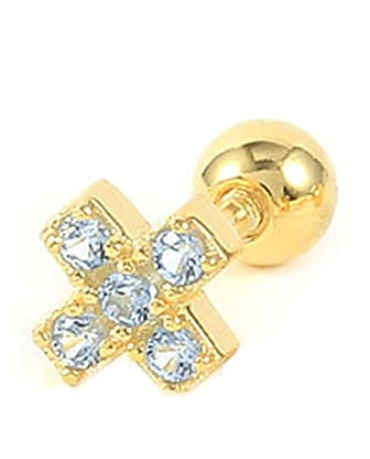 925 Silber Ohrringe, Echtes Sterling Silber X-förmiger Zirkonia Ohrstecker Hellblau