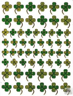 1 Bogen Metallic Glitzer Effekt - Klee Kleeblatt Sticker Aufkleber Kindergeburtstag Dekorieren Hobby Basteln Sammeln selbstklebend vorgestanzt