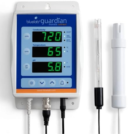 Bluelab Guardian Monitor Connect - EC & pH-Messgerät Garten Pflanzen Wert Pooltester Teststreifen für Pool pH-Meter Messen Wassertester Digital Aquarium