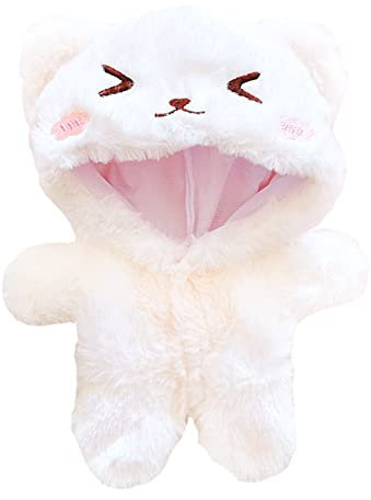 niannyyhouse 20 cm Plüschpuppenkleidung Katze Onesies 8 Zoll Puppe Zubehör Dress Up (Beige)