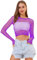Lemon Girl Women Fishnet Long Sleeve Crop Top Lingerie Babydoll Chemise Mesh Tops US2-16