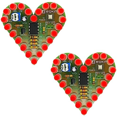 DIY Bausatz Herzform Atmende Lampe Bausatz DC 4V-6V Atmende LED Suite Rot Weiß Blau Grün DIY Elektronische Produktion zum Lernen,Rot 2Stück